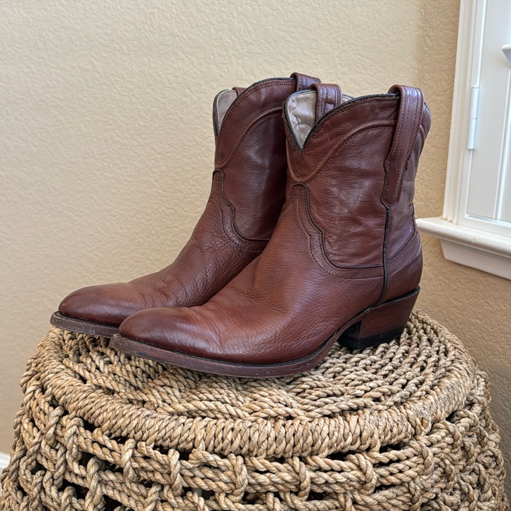 TECOVAS WOMEN'S BROWN LEATHER COWBOY “PENNY” BOOTS size 9.5